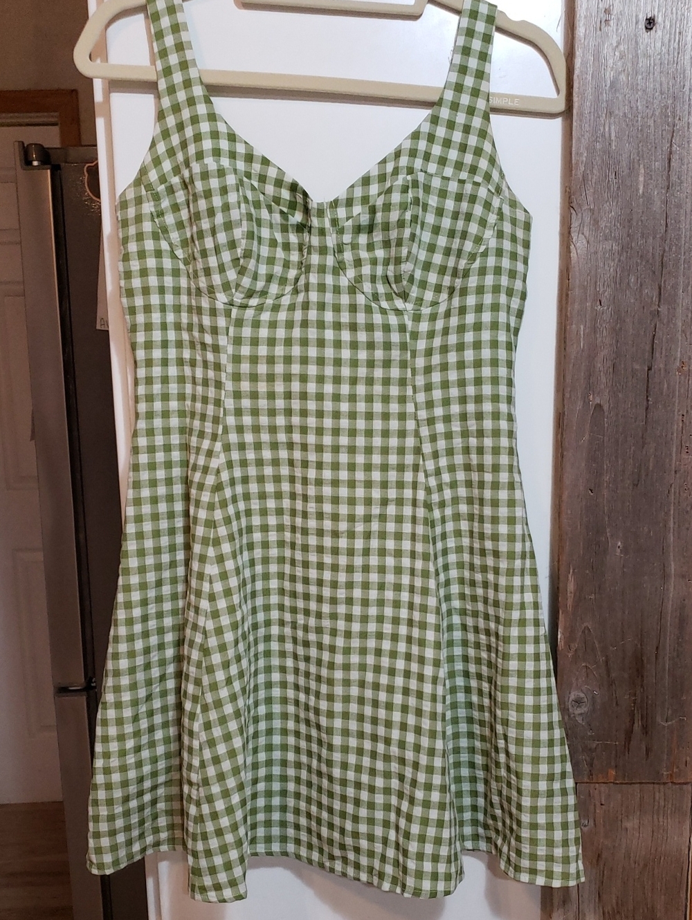 Lulus Green Gingham Sleeveless Bustier Fit/flare Mini Dress Med